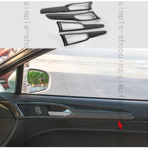 4x Carbon Fiber Color Door Handle Bowl Frame Cover Trim For Ford Fusion Mondeo