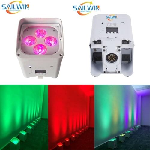 4X18W 6in1 RGBAW+UV DMX Battery Powered APP Mobile Phone Control LED Par Light DJ Lighting For Event With PowerCon Port For Club