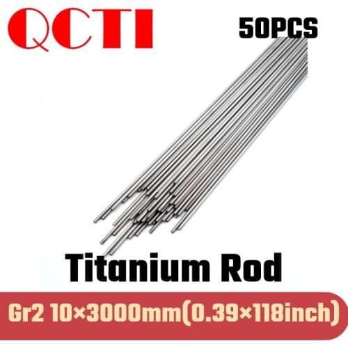 50pcs Gr2 10mm dia x 3000mm length Titanium Alloy Round Bar Rod Industry Machine Use DIY Anti-corrosion Material
