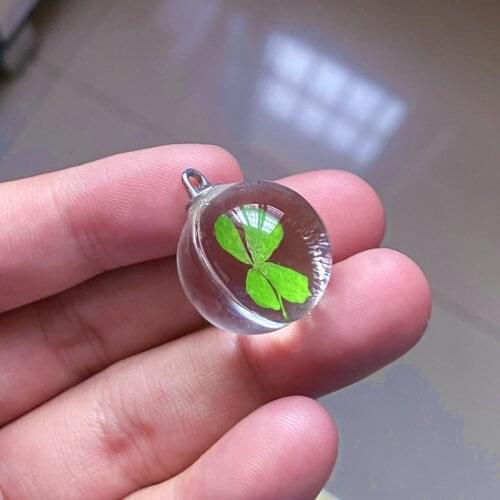 6pcs/Lot Crystal Glass Ball Clover Charms Pendants Accessories, For Diy Bracelet Handmade Necklace Jewelry Makeing Crafts