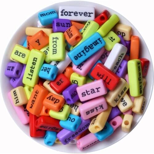 DIY 9x10mm 9x18mm 9x23mm Acrylic Beads Colorful Black Phrase Word Spacer Letter Beads for Jewelry Making
