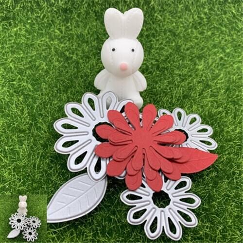 3 multi-petal flowers and leaves hand embossed DIY album scrapbook greeting card decoration metal cutting mold