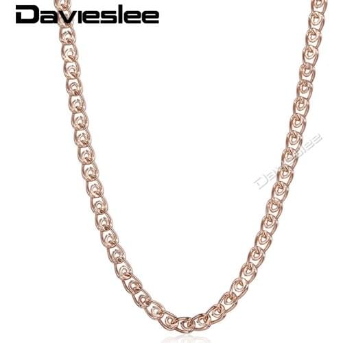 Davieslee Snake Link Chain Necklace For Women Men 585 Rose Gold Necklaces Fashion Woman Jewelry 2018 Wholesale Gifts 3mm LGN462