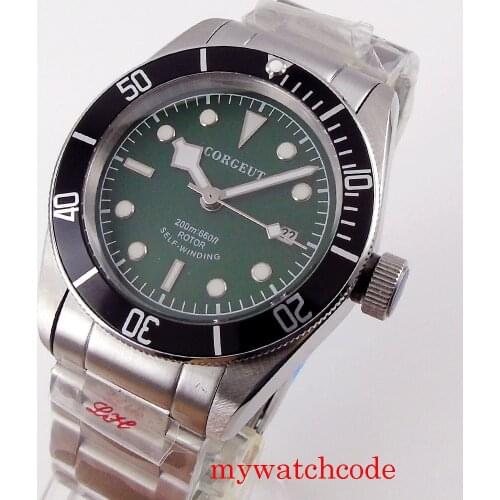 Corgeut 41mm Blue Green Dial 24 Jewels DG NH35A MIYOTA 8215 Automatic Mens Watch Sapphire Crystal Alloy Insert