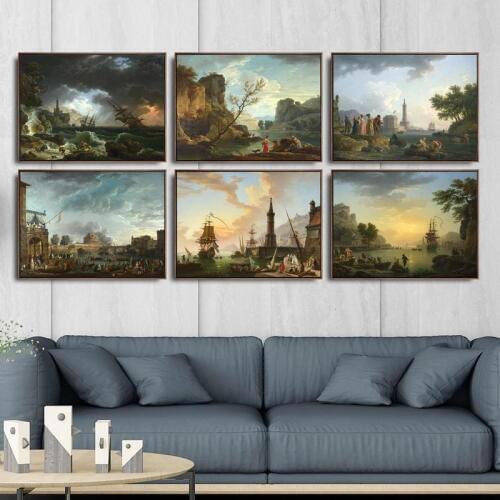 Home Decoration Art Wall Pictures For Living Room Poster Print Canvas Printings Paintingsn French claude joseph vernet