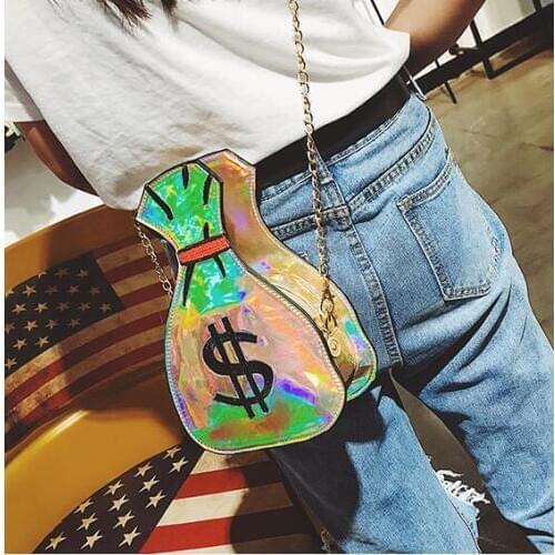 DHL 10 pieces embroidery laser purse money bag US dollar ladies shoulder bag chain handbag flap crossbody messenger bag pouch