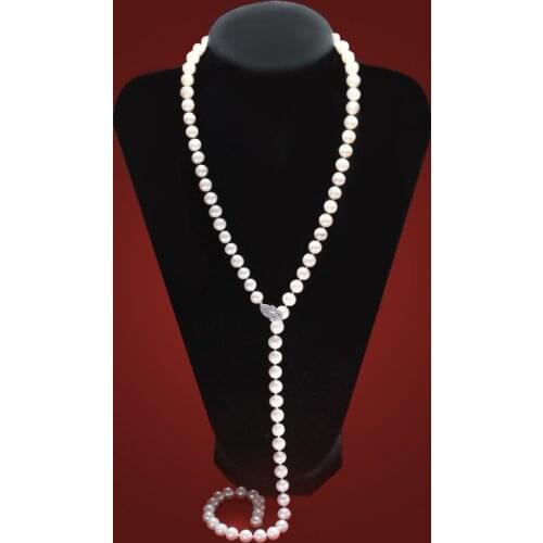 Long chain length freshwater pearl necklace 10-11 sweater chain necklace 60inch