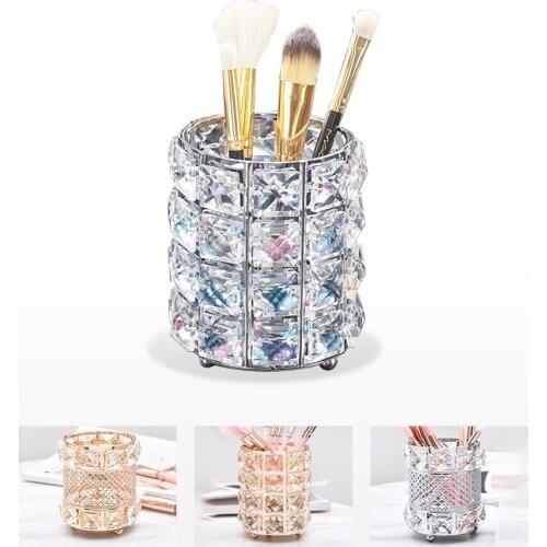 Crystal Makeup Brush Manicure Tool Storage Box Shining Glass Decoration Beauty Makeup Brush Cosmetic Pen Holder Brush