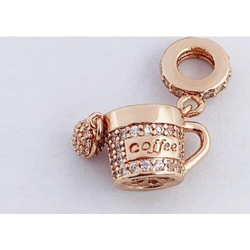 FC Jewelry Fit Original Charm Bracelet 925 Silver Rose Gold Coffee Cup WIth Bean Cartoon Bead For Making Women Berloque 2021 New