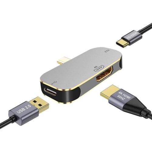 Type C To HDMI-Compatible And Usb 2.0 Cable Adapter Male To Female 4K Support 3-in-1 Converter For SwitchOLED Accessories