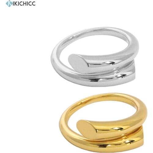 KIKICHICC 925 Sterling Silver 2021 Simple Thick Adjustable Ring Two Line Fashion Fine Jewelry Women Rock Punk Round