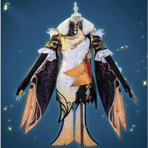 Anime Genshin Impact Ningguang Cheongsam Game Suit Gorgeous Dress Uniform Cosplay Costume Halloween Outfit For Women Girls New 2