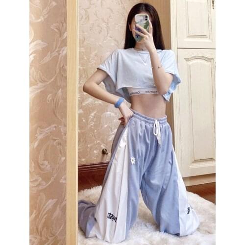 Fashion Thin Sports Casual Pants Ladies Sprot Pants Tide Brand Small Daisy Loose High Waist Trousers Female Students