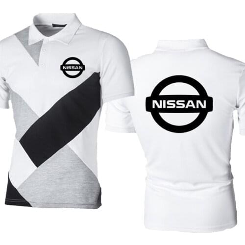 Fashion Casual trend NISSAN Car Logo Printing Mens POLO shirt Casual Splicing Mens short sleeve Cotton High Quality POLO shirt