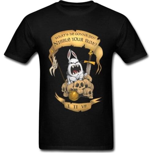Killer Rabbit Tops Tees Men Tshirts Custom Tee-Shirt Funny Skull T-shirt Crazy Bunny Easter T Shirt Cotton Black Cartoon Clothes