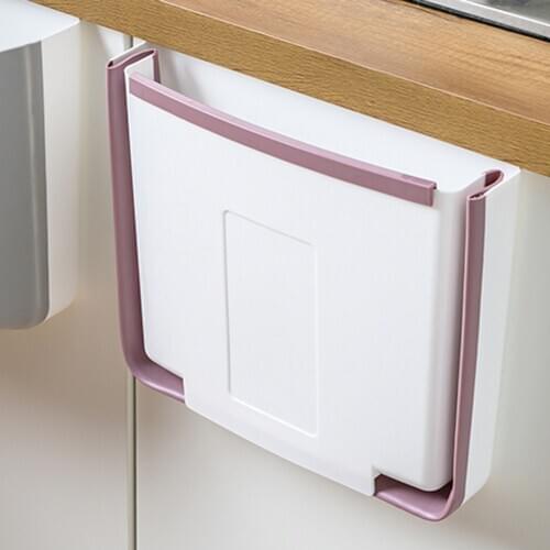Wall Mounted Folding Trash Can Excellent Craftsmanship Well Enduring Kitchen Cabinet Door Hanging Waste Storage Bucket