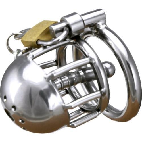 New!Stainless Steel Male Chastity Device with Catheter,Cock Cage,Penis Ring,Penis Lock,Adult Game,Cock Ring A088