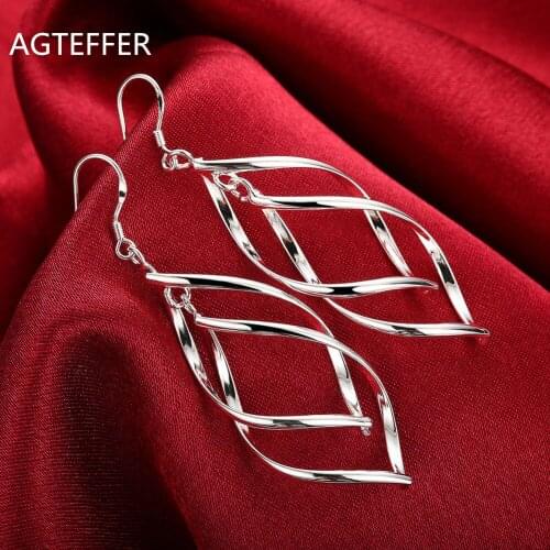 AGTEFFER 2021 New Arrival 925 Silver High Quality Womens Jewelry Long Earrings Hanging Drop Earring Jewelry Gifts