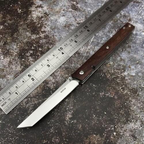 New Style Rosewood Wooden Handle Outdoor Survival Camping Survival Tactics Multifunctional Field Self-defense Tool Folding Knife