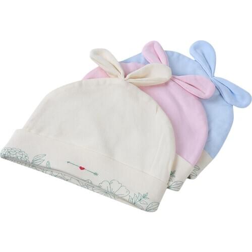 Solid Cotton Newborn Baby Tire Caps With Ear Girls Boys Sun Hats With Bow 2020 Spring Summer Baby Girls Clothing Accessories
