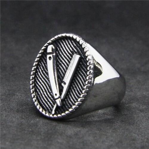 Barber Razor Ring 316L Stainless Steel Jewelry Golden Fashion Barber Ring