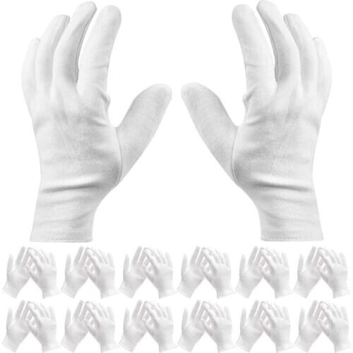 24 Pairs Of White Cotton Gloves - 7.5 Inch L-Shaped Work Gloves,Cotton Work,White Gloves, Labor Protection, Label Gloves