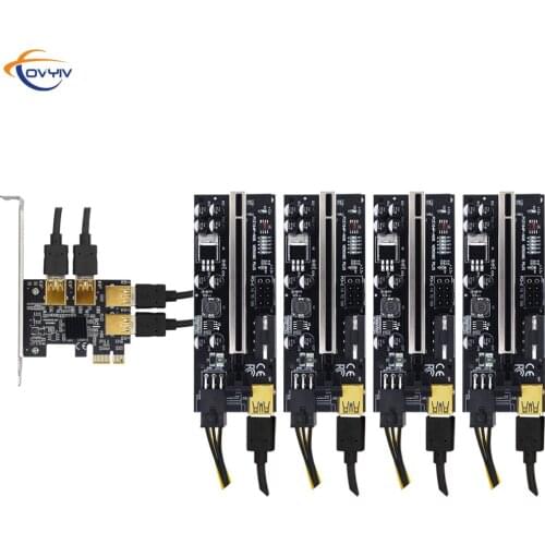 COVYIV PCI E PCI-E Riser 009C/009S Plus Card PCI Express USB 3.0 Cable gpu 6Pin to SATA PCIE 1X 16X Extender For Mining ETH BTC
