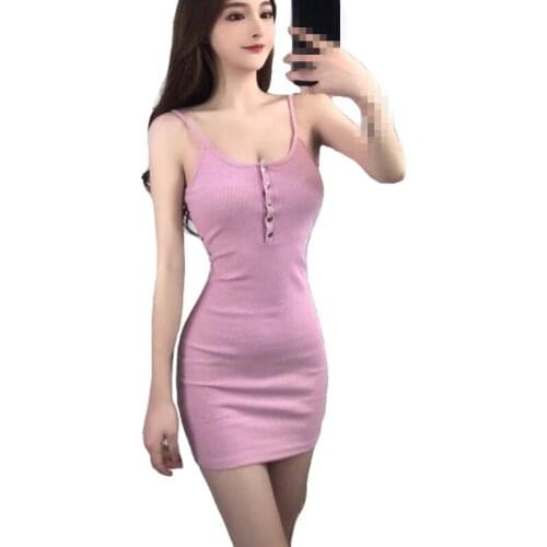 C2169 2020 New summer women fashion pure color vintage sexy show slim Package buttocks dress cheap wholesale