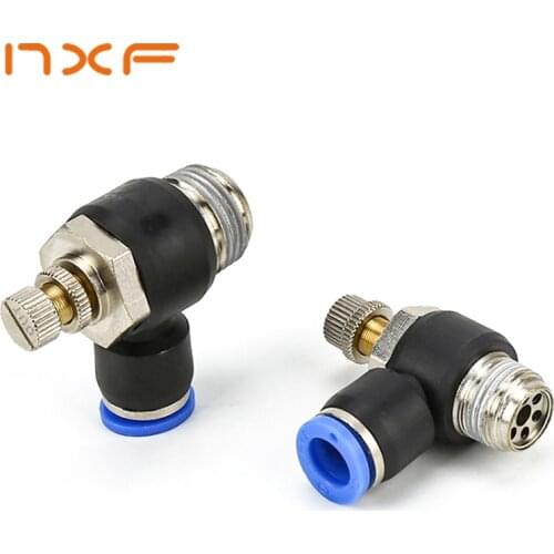 Pneumatic Speed Flow Controller 8mm 6mm 10mm 12mm OD Hose Tube 1/4"BSP 1/8" 3/8" 1/2" Male Gas Airflow Limit Valve Quick Fitting