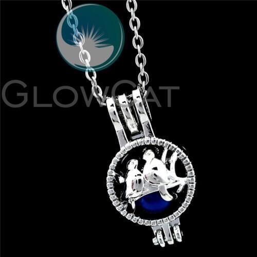 R-K920 Love Bird Beads Cage Pendant Perfume Aroma Locket Necklace Women Girl Friend Party Gift