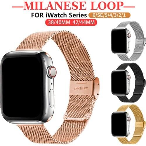 Milanese Strap For Apple Watch Band 38/40 42/44mm Stainless Steel Metal Belt Correa Bracelet iWatch Series 5 4 3 2 1 SE 6 Strap