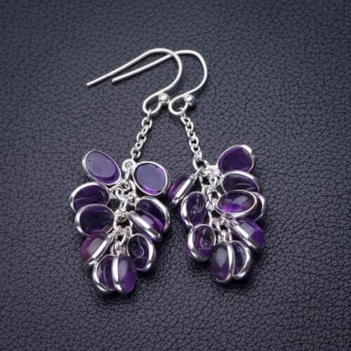 StarGems Natural Amethyst Handmade 925 Sterling Silver Earrings 2" D7131