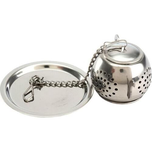 1PC Stainless Steel Tea Infuser Reusable Loose Leaf Mesh Tea Filter Tea Strainer with Lid and Extended Chain Hook