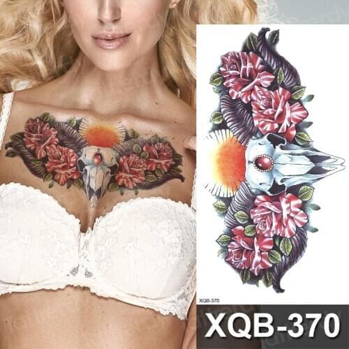 Temporary tattoo women breast flower tatoo unique sunflower rose sun body art sexy tattoos for girls sleeve chest armband belly