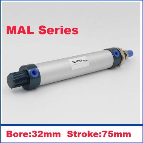 High quality double acting pneumatic small cylinders aluminum alloy 32mm bore 75mm stroke MAL32-75 mini air cylinder