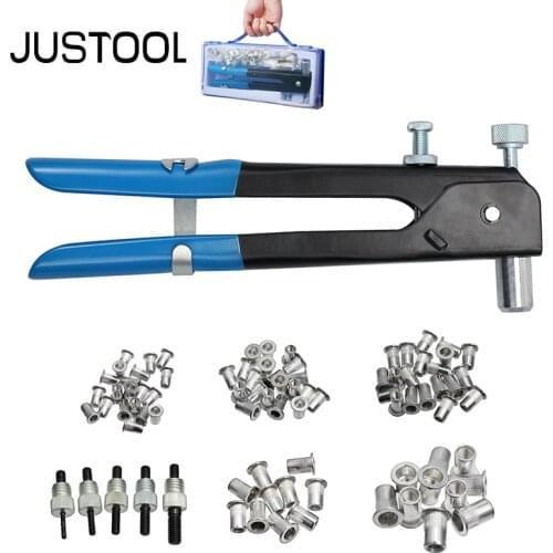 JUSTOOL 86 Pcs Threaded Nut Rivet Tool Riveter Rivnut Nutsert Gun Riveting Kit With with Nutsert for Household Repair Tools