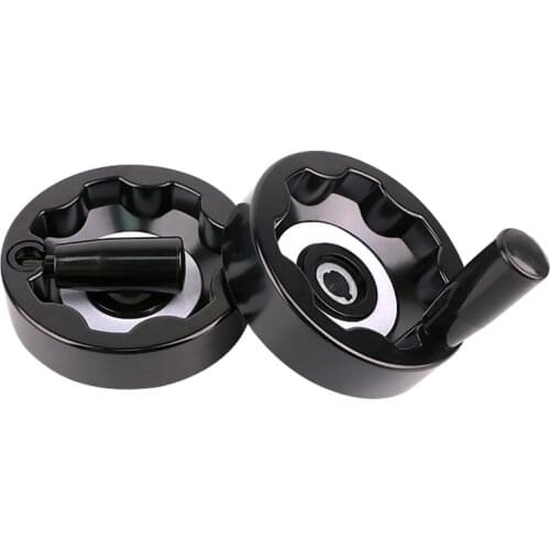 1pcs Black Milling Machine Lathe CNC 3D Printer Spoked Hand Wheel Corrugated Foldable handwheel 100/125/160/200mm