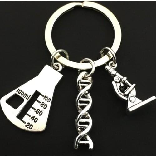 1Pc Chemical Molecular DNA Microscope Keychain Microscope Experiment Equipment Keyring For Student Gift Jewelry Handcraft