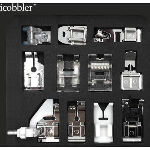 11 Pcs/Set Home Sewing Machine Accessories Presser Foot Leather Pads Blind Stitch Catcher Applique Universal Foot Zipper Sewing