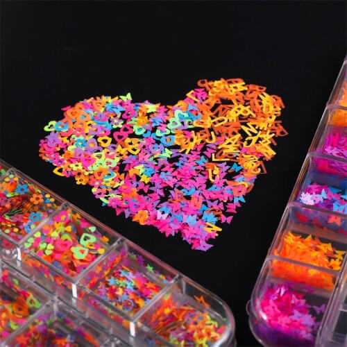 12 Grids Holographic Glitter Letter Resin Filling Sequins Paillette Jewelry Epoxy Resin Mold Decoration Nail Art Glitter Flakes
