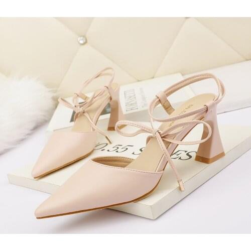 2021 Women 7cm High Heels Sexy Sandals Lady Leather Stripper Slingback Sandles Wedding Bridal Party Shoes Dress Pumps Shoes