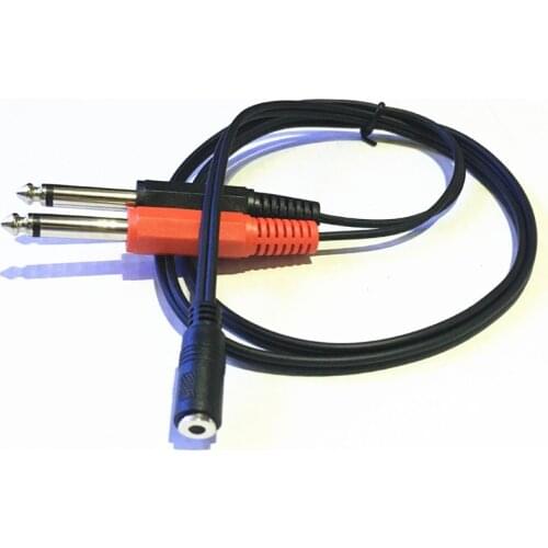 3.5mm Female Plug to 2×6.35mm TRS Mono Male Jack Audio Socket Adapter Cable