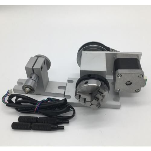4 Axis CNC Dividing Head A Axis Rotation K01-50 2 Inch Chuck 4th Rotary & MT2 Tailstock for Router Woodworking Engraving