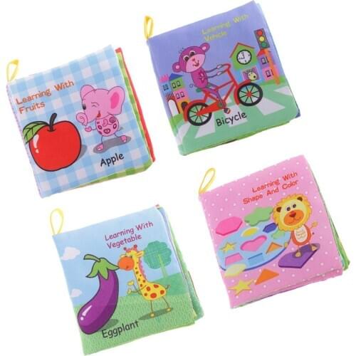 4pcs Baby Cloth Books Intelligence Development Color Shape Cognition Early Learning Educational Toys for Children Toddler Kids
