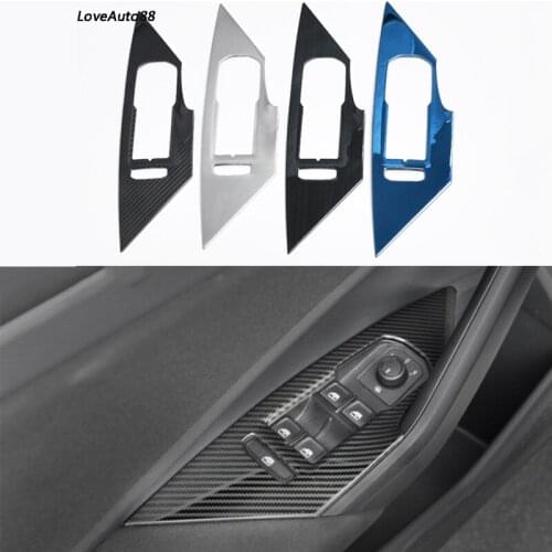 Door Window Lift Switch Button Cover Trim Panel Car Carbon Fiber Trim Sticker Fit For Volkswagen VW Jetta MK7 2019 2020 2021