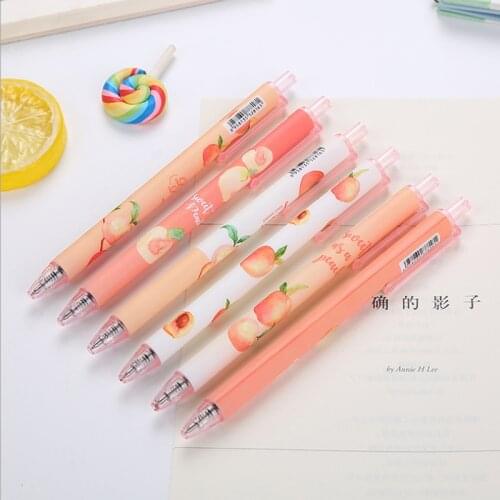 4pc Creative Peach Quick-drying Press Gel Pen Student Exam Water Pen Office School Supplies Stationery Signing Pen