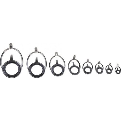 8 Pcs Fishing Rod Guide Oval Fishing Rod Eyes Guides Line Rings Pole Repair Kit Mixed Size Double Leg Rings