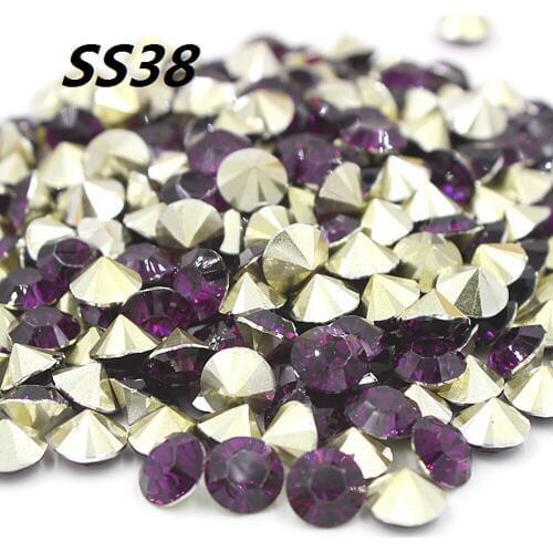 Free shipping Fashion SS38(8-8.2mm) 72pcs Dark purple Resin rhinestones Pointback,Resin Pointback rhinestones DIY decoration