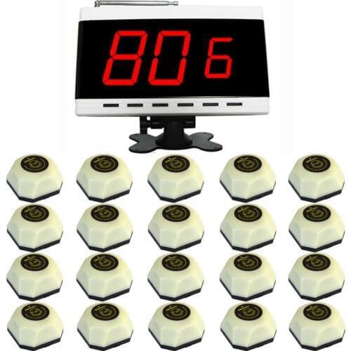 SINGCALL Wireless Call Bell System, Call Button, for Welfare House. Waiter Call System, 20pcs Table Buzzers and 1pc Receiver