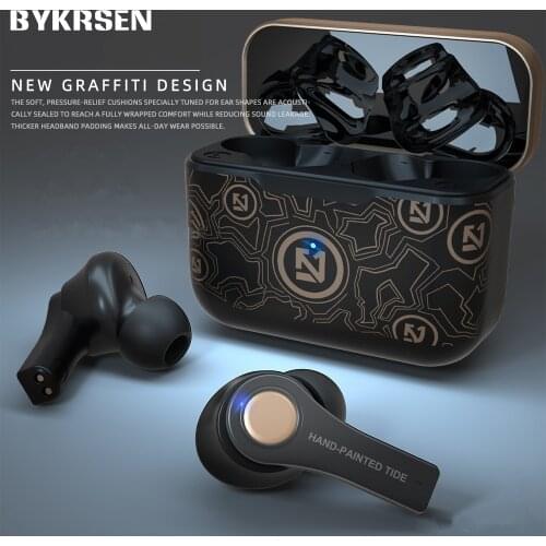 TS-100 TWS Wireless Earphones with Mic Charging Box Headphones 9D Gaming Headsets Sport Bluetooth V5.0 Earbuds For Xiaomi Phones